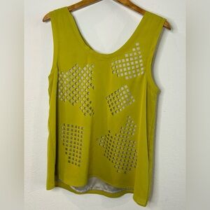 Jaloux Chartreuse Cut Out Minimalist Tank With Tie Back SZ L